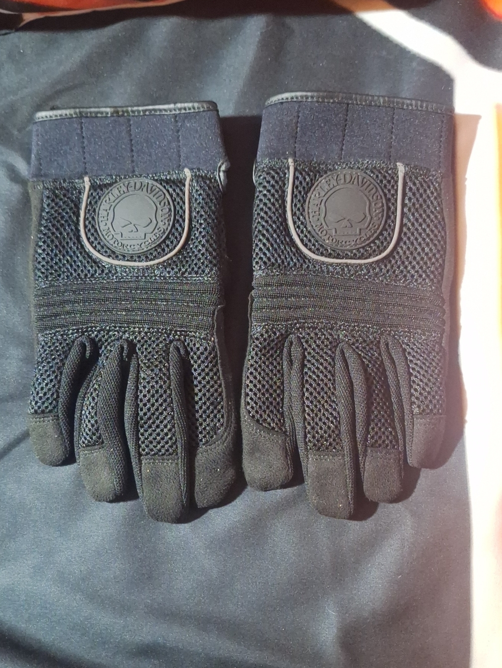 Harley-Davidson Black Mesh Riding Gloves with Willie G Emblem